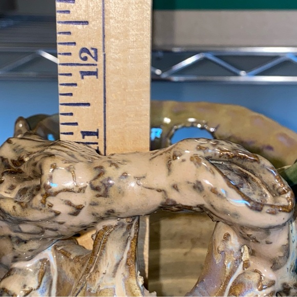 Shiwan Style Blue Glaze Majolica Large Vase w Bird Motif 11”High - Picture 5 of 11